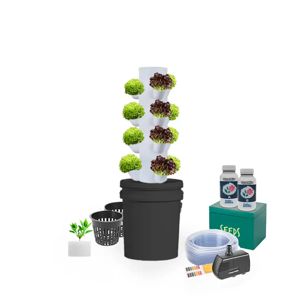 Kit hidropônico N6 Tower System para 20 plantas, jardim interno completo com nutrientes, sementes e acessórios