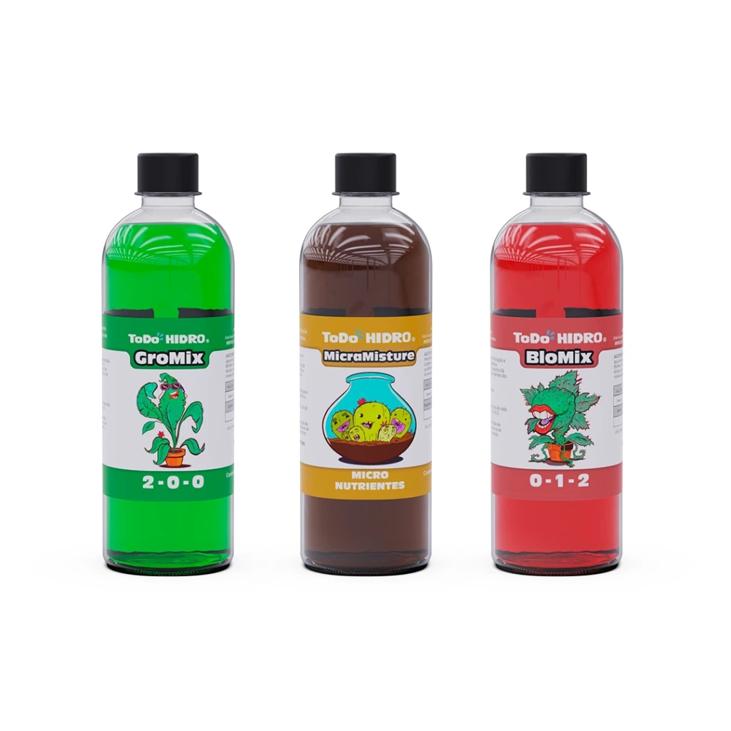 Tri-Pack ou Linha Mix (GroMix + MicraMisture + BloMix), fertilizante profissional para o cultivo intensivo de flores e árvores frutíferas. (300 ml)