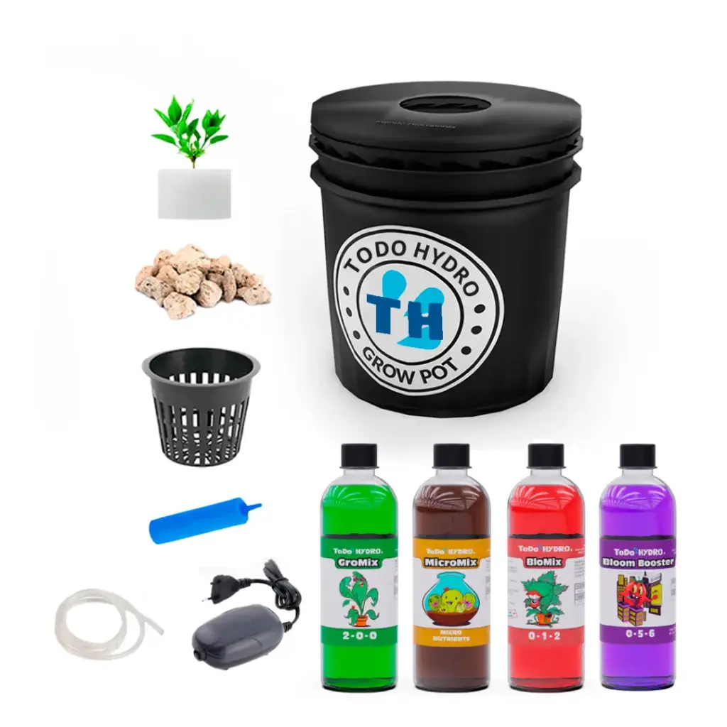 Grow Pot Original - Kit hidropônico DWC com bomba de ar, nutrientes e muito mais (Reservatorio 16 Litros)