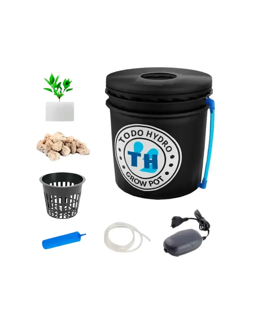 Grow Pot Original e Medidor de Nível de Água - Kit hidropônico DWC com bomba de ar e acessórios (Reservatorio 16 Litros)