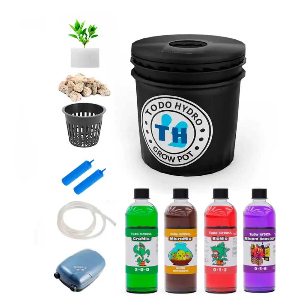 Grow Pot Profissional - Kit hidropônico DWC com bomba de ar, nutrientes e muito mais (Reservatorio 16 Litros)