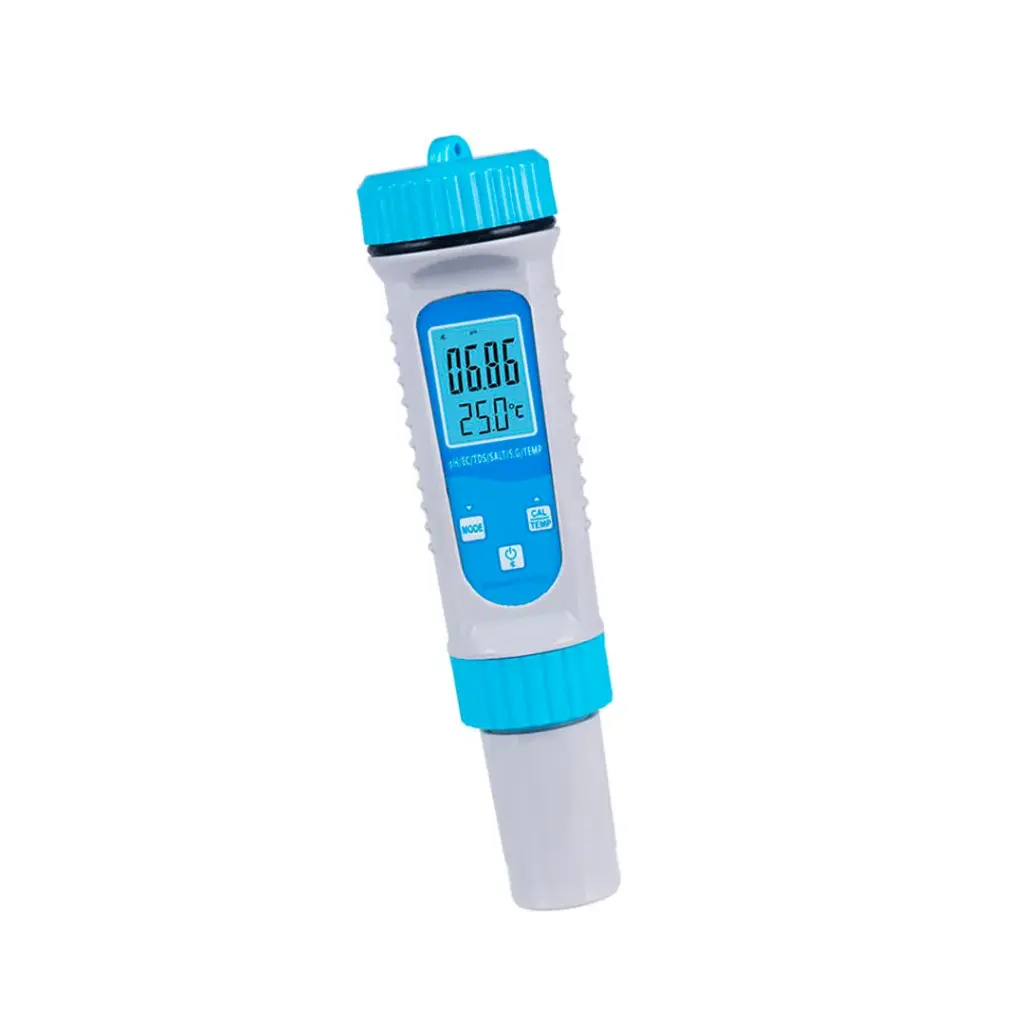 Medidor Digital 6 em 1: pH, EC, TDS, Temp., Calib. Automática Smart Tuya SWTH-6