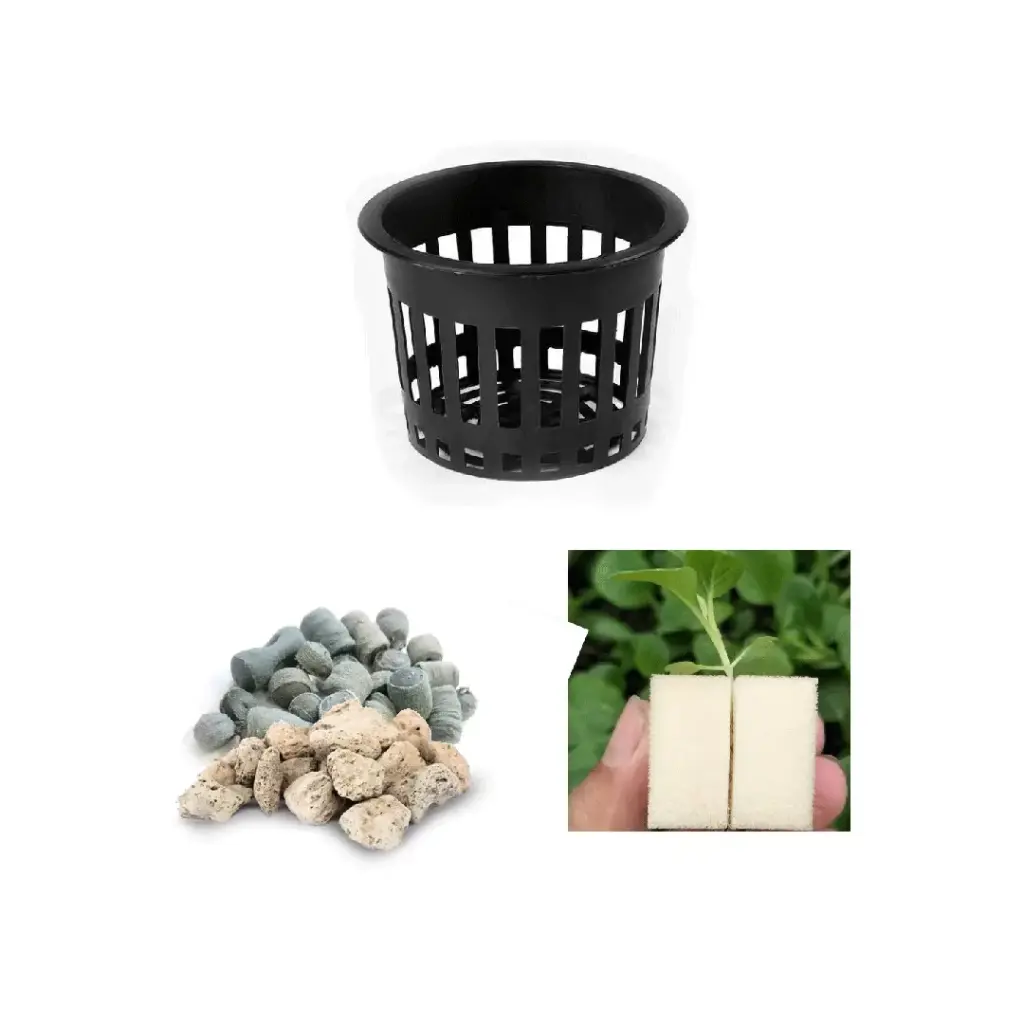[SUS-00033] Kit com leca, esponja e vaso ou pote perfurado N10 (10cm)