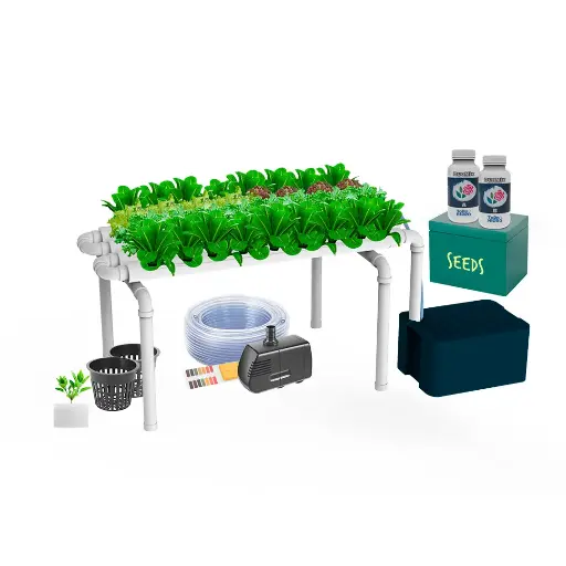 [KITWNUTRN1] Kit hidropônico N1 NFT System para 32 plantas, jardim interno completo com nutrientes, sementes e acessórios