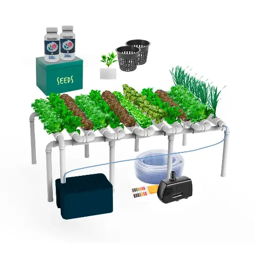 [KITWNUTRN4] Kit hidropônico N4 NFT System para 96 plantas, jardim interno completo com nutrientes, sementes e acessórios